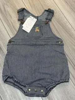 新品　polo bcs ストライプ オーバーオールロンパース　80