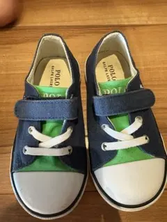POLO ネイビー グリーン スニーカー 14センチ