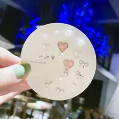 新品未使用　ピアス　ピンク　ハート　パール　リボン　韓国　人気　まとめ売り　四角