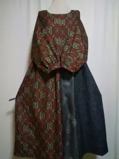 着物リメイク／ドルマン袖ワンピース★サイズLL～3L