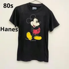 【ヴィンテージ】80s ミッキーマウス Tシャツ USA製 ヘインズブラック