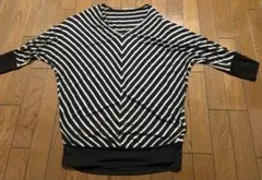 motrachic 美品✨Vネック チュニック ボーダー柄 七分M