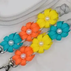 ハンドメイド ストラップ スマホ ショルダー パラコード 花x4 SH577