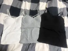 GYDA カップ付きキャミソール 3色セット 白 グレー 黒 ブラトップインナー