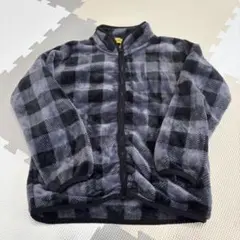 フリースジャケット グレーとブラック チェック柄