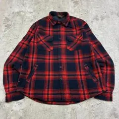 ALL-SON BRAND　ウールシャツジャケット　M　レッド　チェック　古着