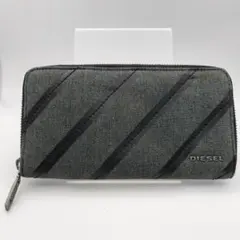 ☆ディーゼル　長財布　財布　ウォレット　デニム　ラウンドファスナー　ブラック