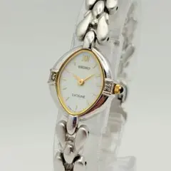 【美品・稼働品】新品電池 SEIKO セイコー 腕時計 エクセリーヌ 2Pダイヤ