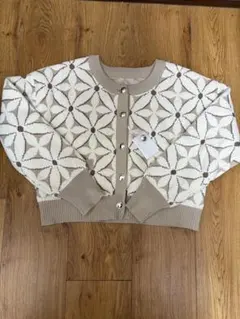 新品！natural couture モールヤーンお花ジャガードカーディガン