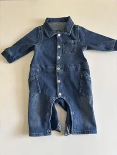 デニムロンパース ボタン付き 赤いタグ