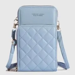 スマホショルダー　ミニバッグ　水色　スマホポーチ　大人可愛い　高級感　上品