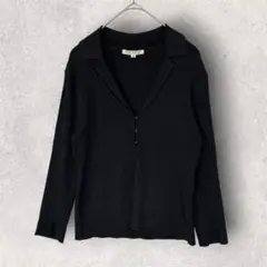 COMME CA DU MODE　襟付きリブニットカーディガン　羽織り　長袖　M