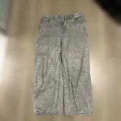 グレー ワイドレッグ デニムパンツ