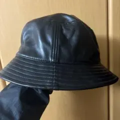 レザー バケットハット 黒