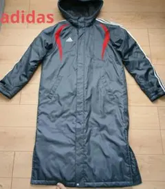 adidas 超暖かい フード付き 中ボア ベンチコート グレー M