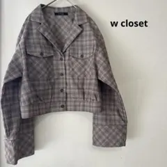 ダブルクローゼット　チェック柄 クロップドジャケット　ポケット付き　春