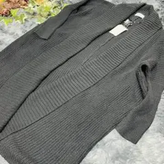 AZUL リブ編み　ロングニットカーディガン　F 大きいサイズOK 未使用タグ付