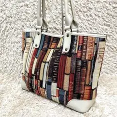 美品❣️サポネッタ ゴブラン織り トートバッグ 2way❣️肩掛け 本棚柄のサムネイル