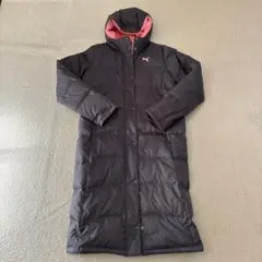 PUMA フード付きロングコート グレー/ピンク【L】