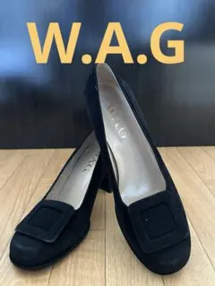 【美品】W.A.G. ワグ スエード パンプス 24cm ブラック 日本製のサムネイル