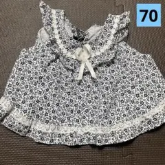 オリバークラブ　花柄ノースリーブワンピース ネイビー　エプロン