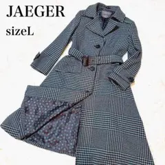 極美品 JAEGER イエガー ロングコート size10 千鳥格子柄 総柄
