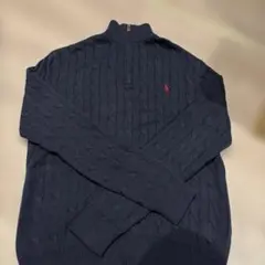 POLO RALPH LAUREN QR ハーフジップ ケーブルニットネイビーL