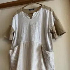 前も後ろも異素材　半袖チュニック サイズ③だけど ゆったりのサムネイル