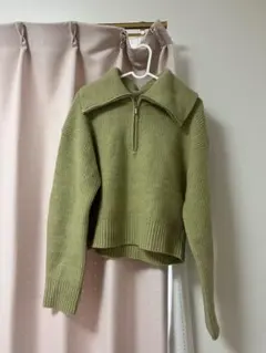 グリーン ビッグ襟 セーター