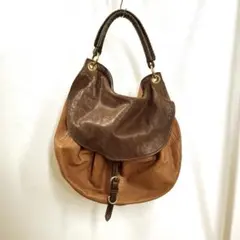 miumiu レザーショルダーバッグ ブラウン キャメル