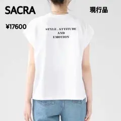 【現行】SACRA サクラ　バックロゴ　カットソー　Tシャツ　白　¥17600のサムネイル