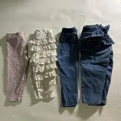 ベビー レギンスパンツ　フリルパンツ デニムパンツ　4点セット まとめ売り