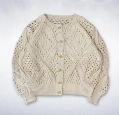 ぽ*子様 ニットカーディガン 透かし編み ナチュラル