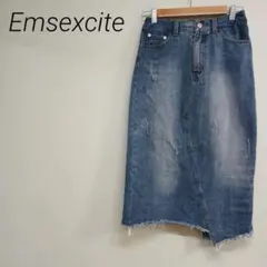Emsexcite デニムブルー タイトスカート M 綿100% ☆2761