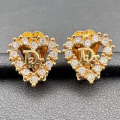 Christian Dior Heart Logo Earrings Gold