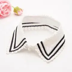 付け襟 レース 刺繍 レディース オシャレ お祝い 行事 キッズ ボーダー 白黒