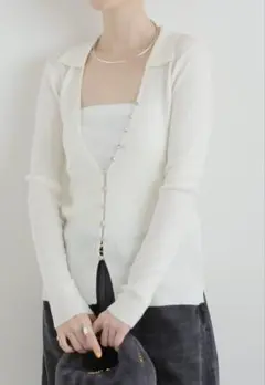 【即日発送】 U by SPICK&SPAN ビジューボタンニット カーディガン