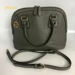 GUCCI グッチ 2way ハンドバッグ G金具 シボレザー