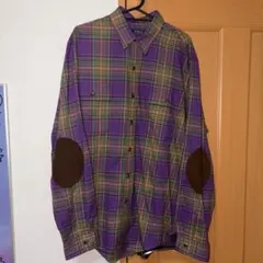 POLO Ralph Lauren チェックシャツ　エルボーパッチ　紫