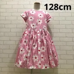 ジャカディ　お花ハート半袖ワンピース ピンク 花柄 128cm 8Aのサムネイル