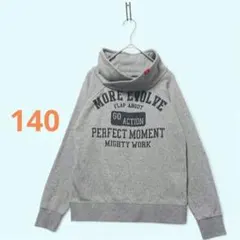 k-139)【美品】ハイネック スウェット トレーナー グレー ビッグプリント