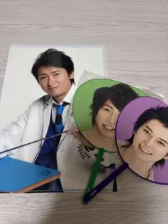 嵐 松本潤＆相葉雅紀ミニうちわセット 大野智クリアファイル