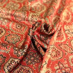 【商用可】インド産100%シルクハンドブロックプリント生地 NHBS008