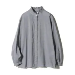 ユニクロ イネス フリルチェックブラウス ネイビー M