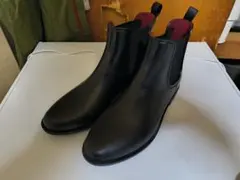 黒いゴム製チェルシーブーツ　ショートレインブーツ　レインシューズ　25.5cm