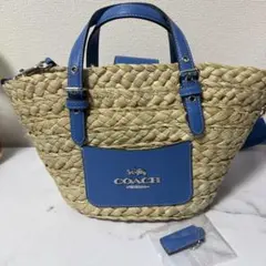 【未使用、美品】コーチ　カゴバッグ　ショルダーストラップ付きのサムネイル