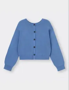 GU 2WAYクロップドカーディガン〔長袖〕 ブルー Mサイズ