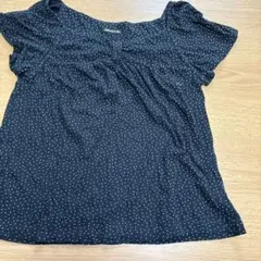 Satinly Stitched ブラック・ドット柄 半袖シャツ