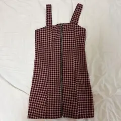 Bershka 赤と白のチェック キャミワンピース Lのサムネイル