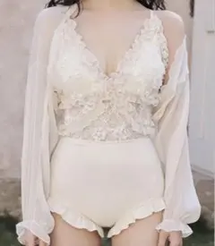 アイボリー レース ワンピース水着